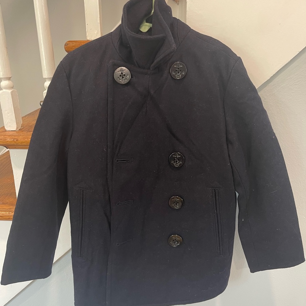 GAP Navy Tailored Peacoat Wool Blend